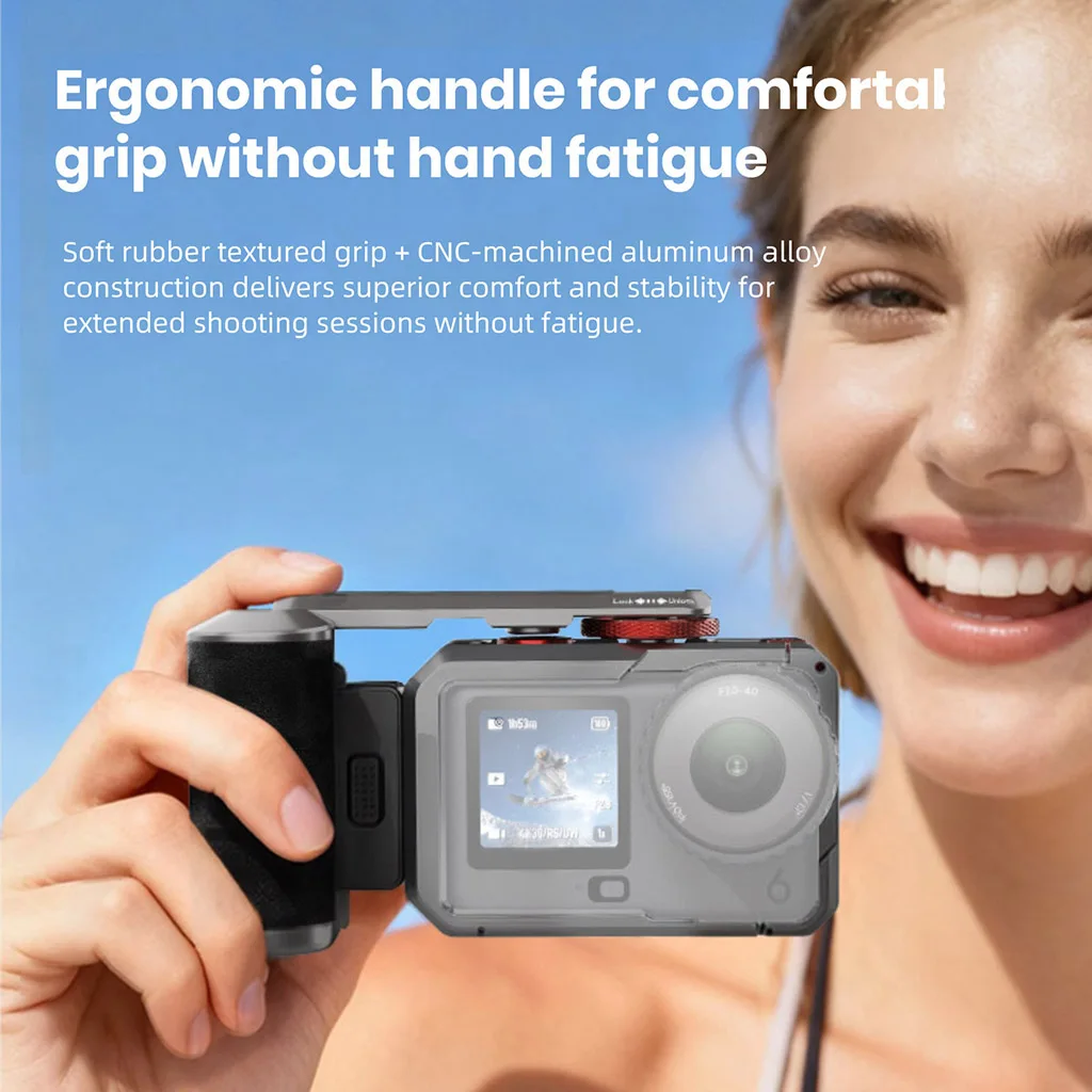 

Camera Cage with Handle for DJI OSMO Action 6 Camera Side Magnetic Quick Release Interface Case with Hand Grip Cold Shoe Mount