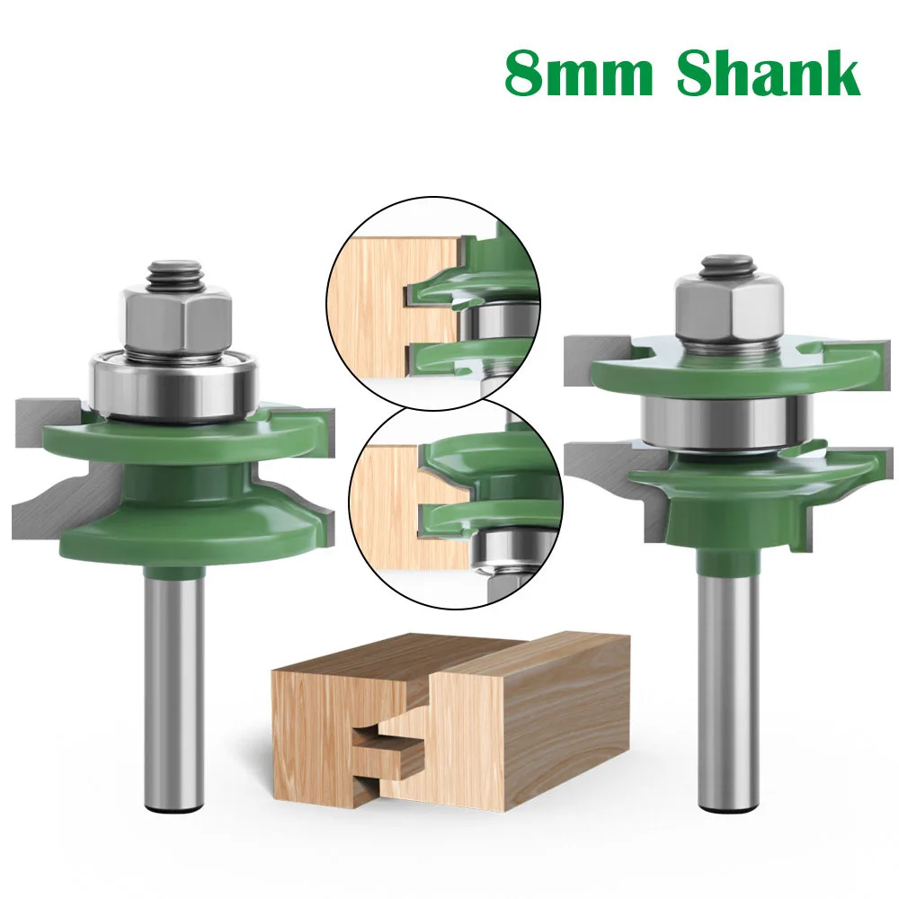 

2PC/Set 8MM Shank Milling Cutter Wood Carving Large Stile & Rail Set-Ogee Bit Set Tenon Cutter for Woodworking Carbide