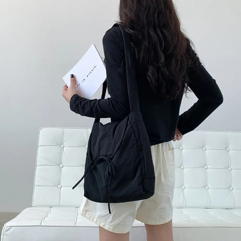 Korean Style Flap Nylon Bow Crossbody Bag Large Capacity Niche Design Light Soft Nylon Bag Messenger Bag Tote Bag Shoulder Bag - view 2