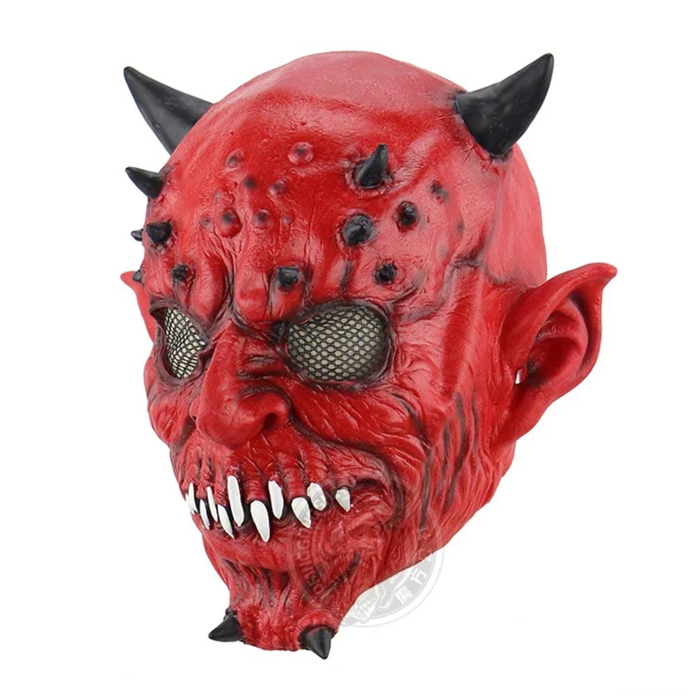 Hell's Yaksha Oxhorn Exotic Halloween Ball Ghost House Bar Terror Ghost Pullover Latex Mask cosplay Prop