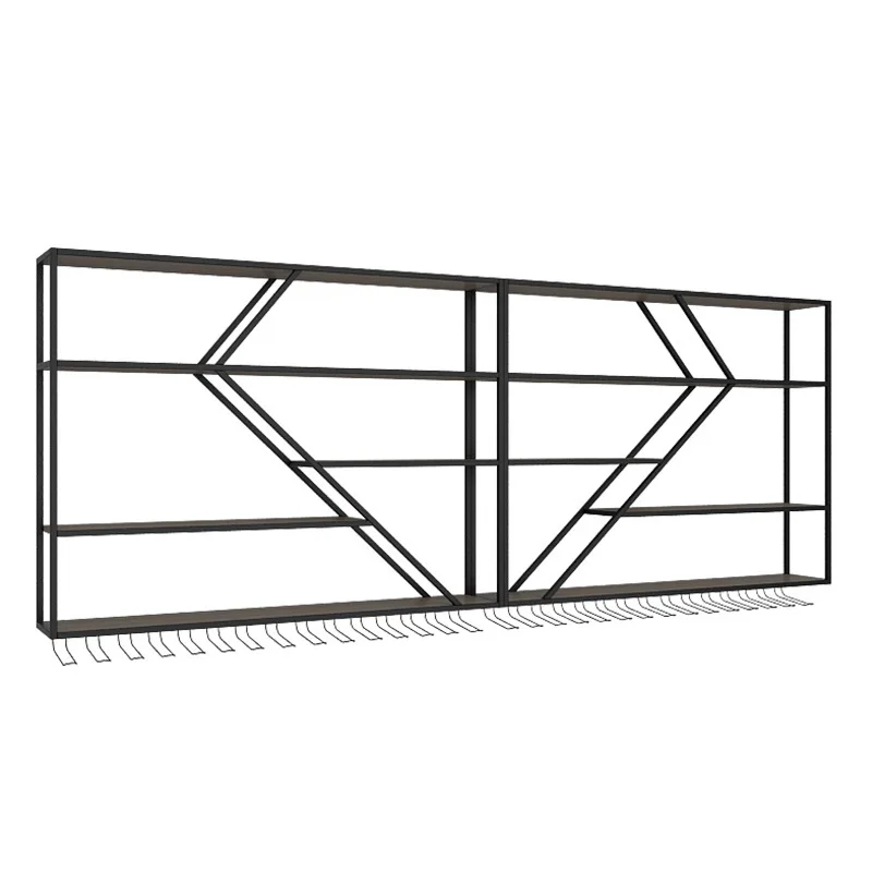 Wall-mounted luminous wine cabinet with light barbecue shop display rack