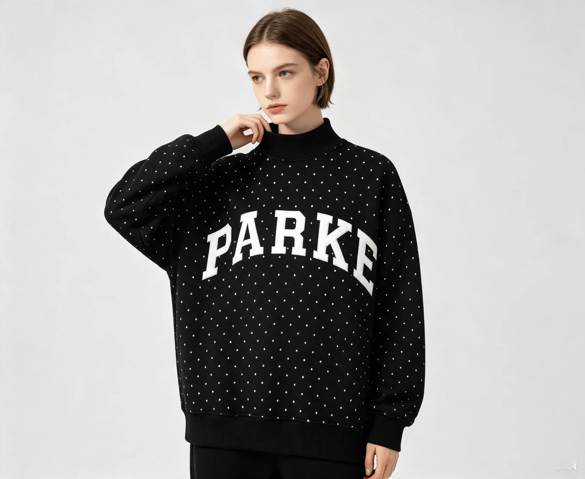 PARKE Women's High-Neck Sweatshirt Sports Fitness Embroidered Lettering Casual Cross-Border Style for Winter
