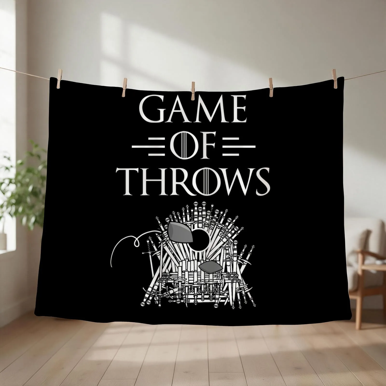 Game Of Throws Funny Cornhole Bean Bag Toss Lawn Game Design Throw Blanket couch cozy soft plush fuzzy picnic outdoor blanket