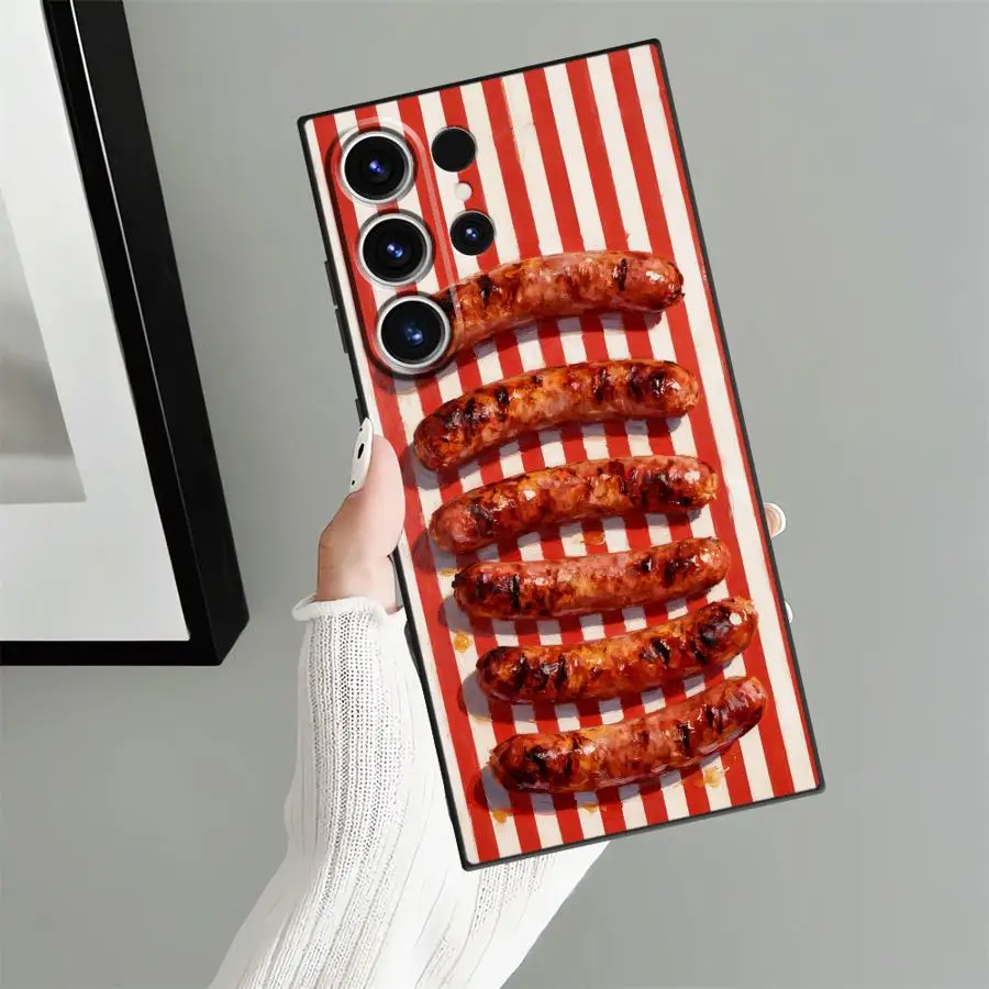 Grilled Intestinal Fish Case for Samsung Galaxy S26 Ultra Note 20 8 9 10 S23 S24 S25 Plus S20 Ultra S21 FE S10 S9 Funda Phone
