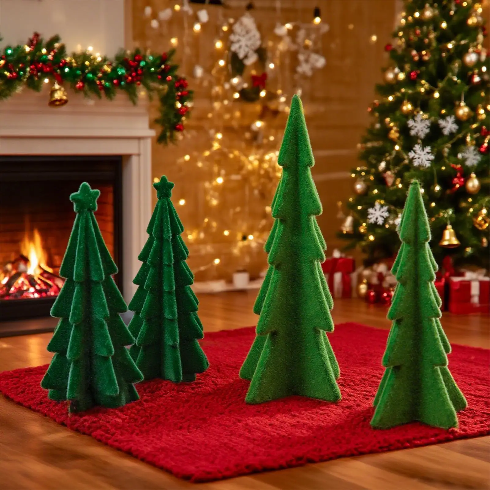 

Набор фигурок рождественской елки из смолы, маленький зеленый зимний декор для домашнего офиса, полка для стола, отель, кладовая, гостиная, спальня