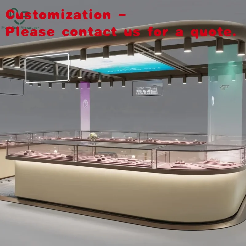 

custom.Nice Design Stainless Steel Jewelry Kiosk Display Counter Jewelry Showcase Furniture Decoration Shopping Mall Kiosk