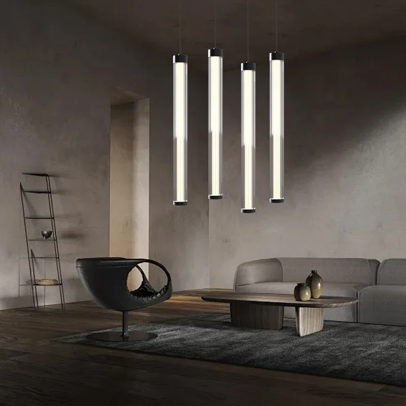 

Nordic MInimalist Glass Long Cord Tube Led Ceiling Pendant Lighting,Suspension Decorations Home Hanging Bedside Kitchen Lamp