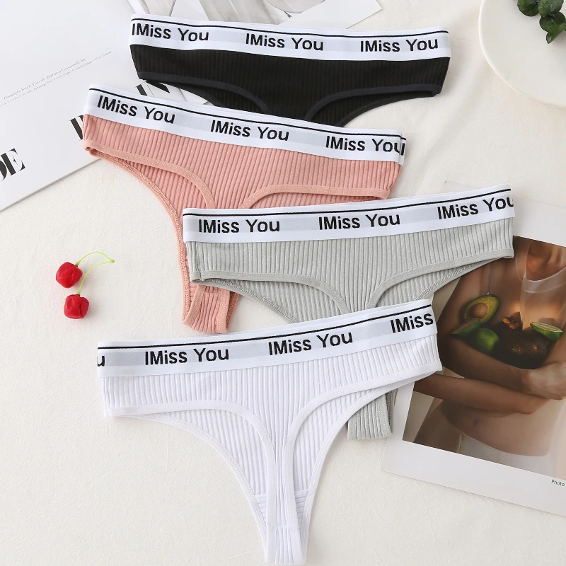 3pcs Summer New Women's Alphabet Panties Sexy Playful Mature Thong Stretchy Energetic Popular Youth Beautiful Sports