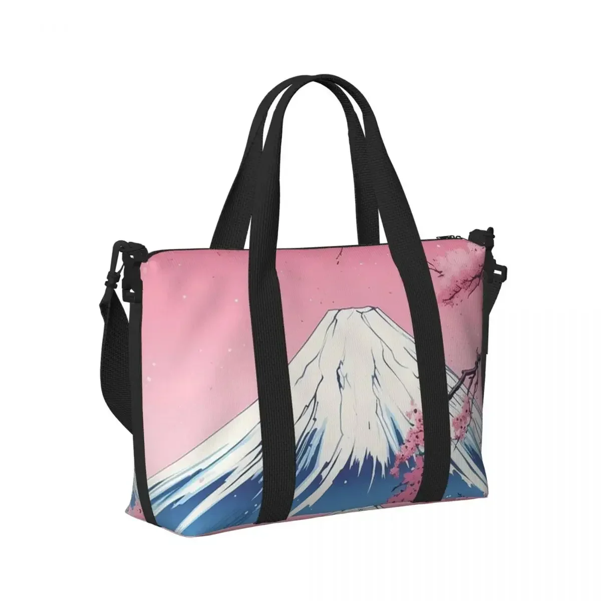 Pavilion Cherry Blossoms Flowing Water Manga Beach Travel Bag Tote Bags for Gym Sport Women Shopping Duffle Shoulder Bag