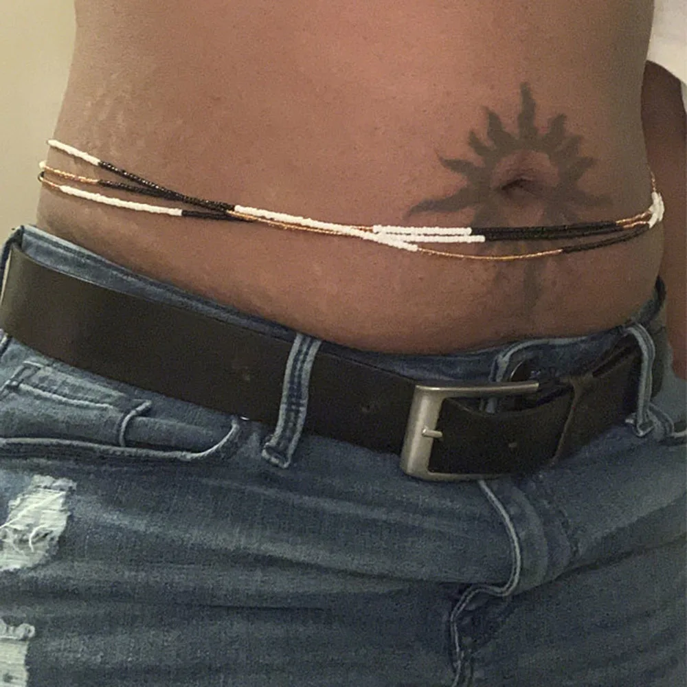 Colorful Elastic Waist Belly Chain African Belly Chain Waist Beads Body Chain Women Girls Body Summer Boho Jewelry Accessories