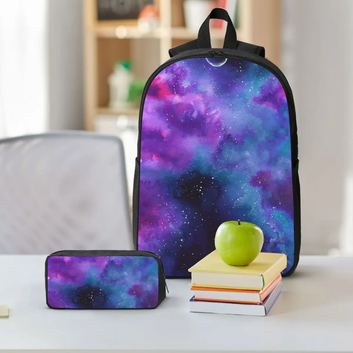 Neon Galaxy Dreams Backpack Boys Girls BookBag School Bag Shoulder Bags 3ps Insulated Lunch Bag Pencil Case