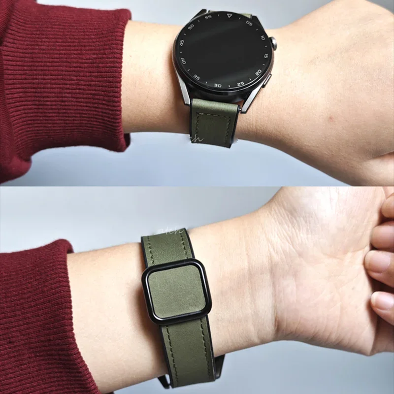 Correa De Silicona Cuero Para Samsung Galaxy Watch 6/5/4, Pulsera Con Hebilla Magnética Plegable De 43mm,47mm, 44mm Y 40mm, 22mm