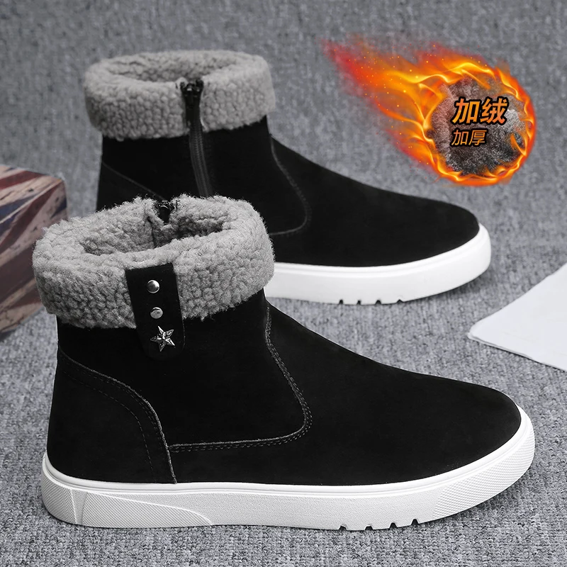 Simple Fashion Slip on Snow Boots Anti-Friction Stitch Line, Non-Slip Waterproof Outsole Light Warm for Snowy Outdoor Trips