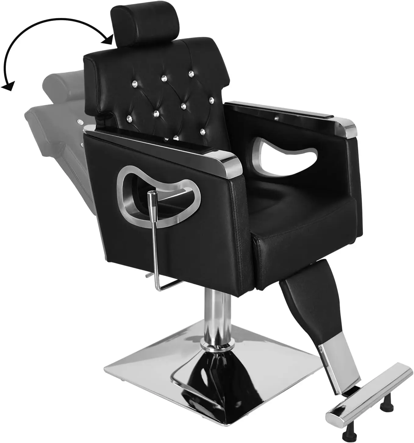 Silla de barbero reclinable de alta resistencia, silla de salón de estilismo con reposacabezas y reposapiés, giratoria de 360 °, altura ajustable