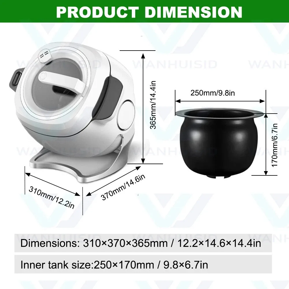 6L Auto Rotating Electric Induction Cooker No Stick Intelligent Stir Fry Pot