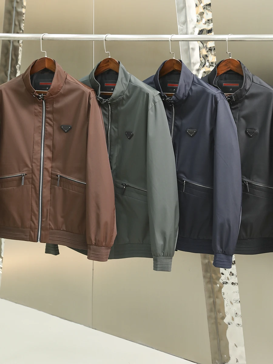 

Memory Anti-Wrinkle Fabric Men's Stand Collar Jaet Windproof Waterproof Luxury Level beyond Words Old Money Sle Regular S...