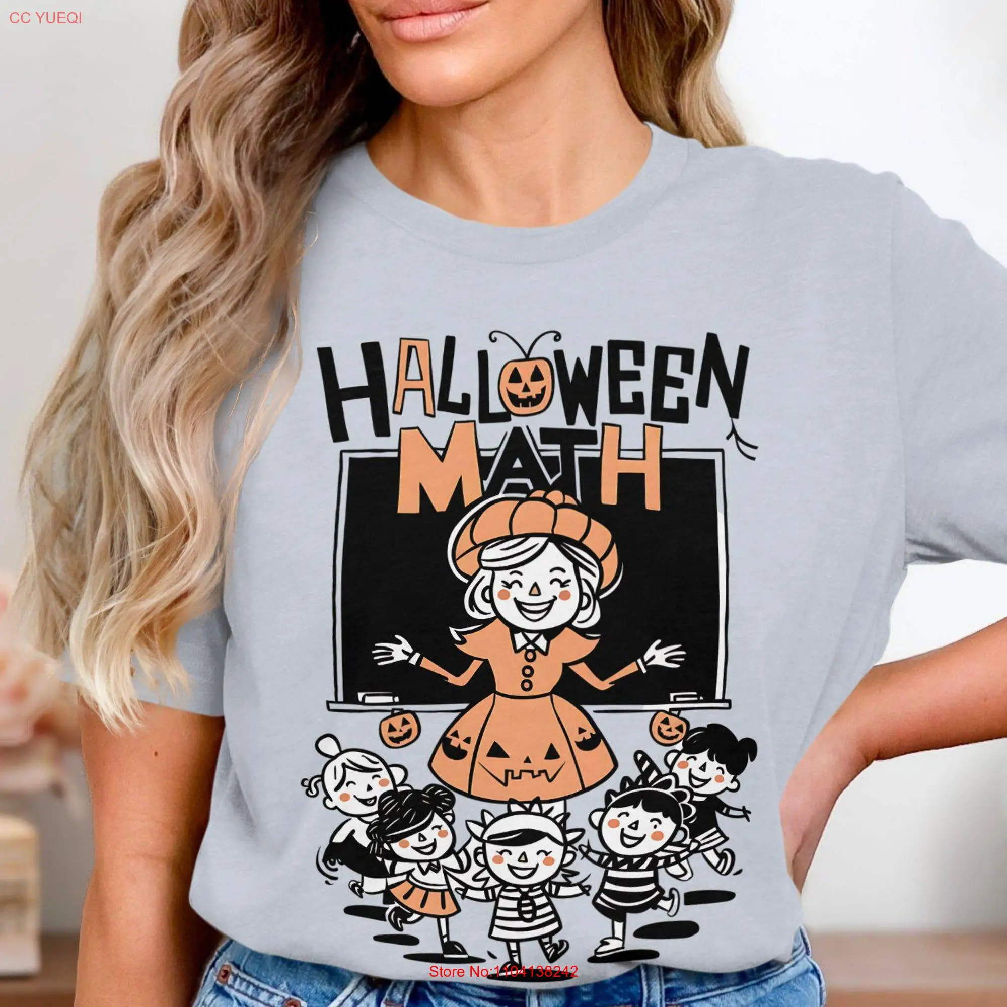 Halloween Math Teacher T Shirt Cute for Lovers Fun Kids Party Classroom long or short sleeves