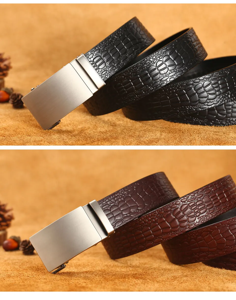 Krokodil Muster Männlich Gürtel Luxus Marke Automatische Männer Gürtel Rindsleder Leder Hüftgurt Echtes Leder Gürtel Für Jeans – Detail 9