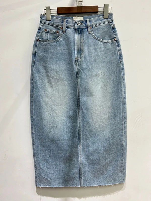 Jenny & Dave 2026 falda vaquera minimalista de verano para mujer, falda Retro de cintura alta con flauta dividida, faldas vaqueras de pierna recta para mujer