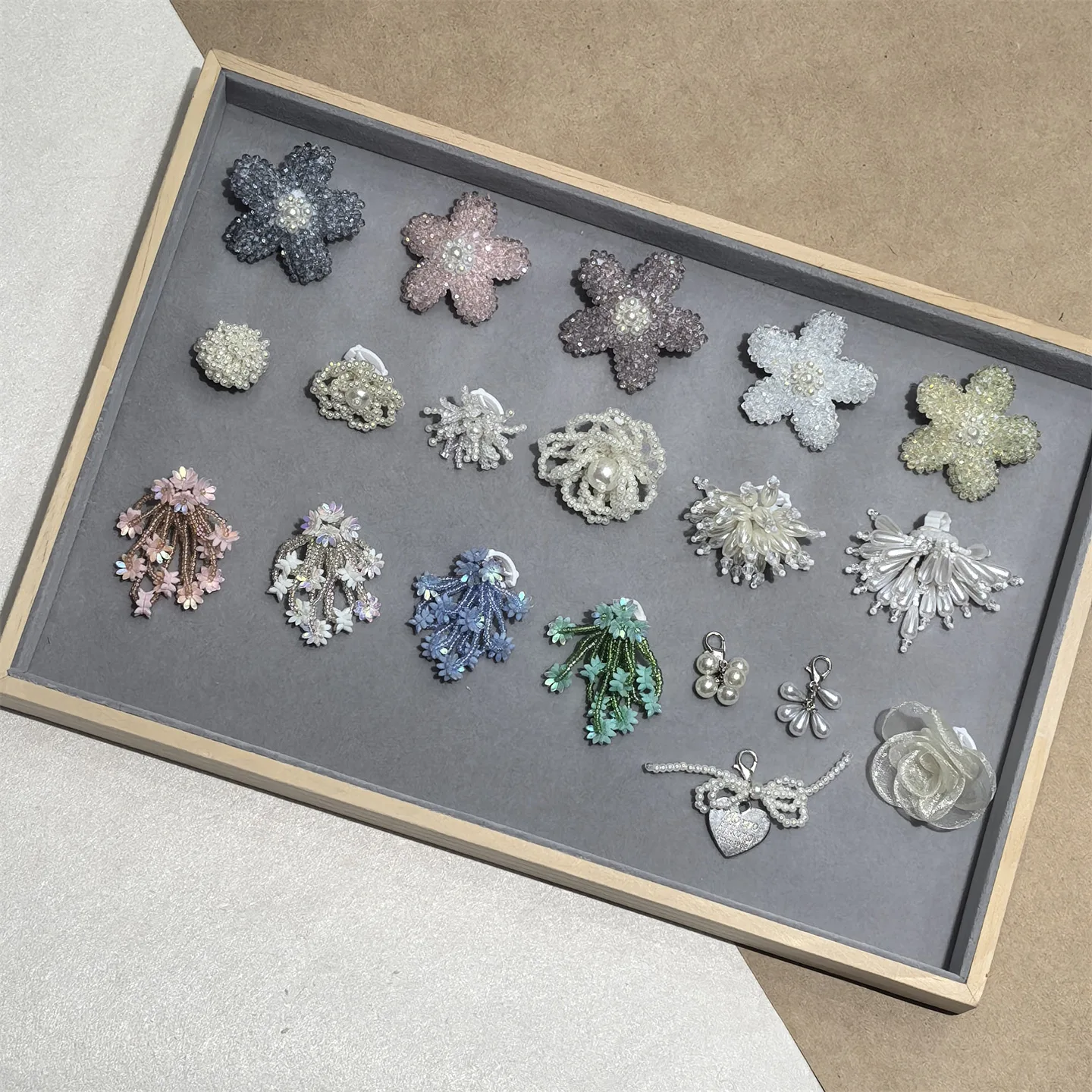 Shoe Clips Ballet Mary Jane Pearl Bow Beaded Floral Organza White Small Lightweight Women Girls Elegant Party Wedding Daily