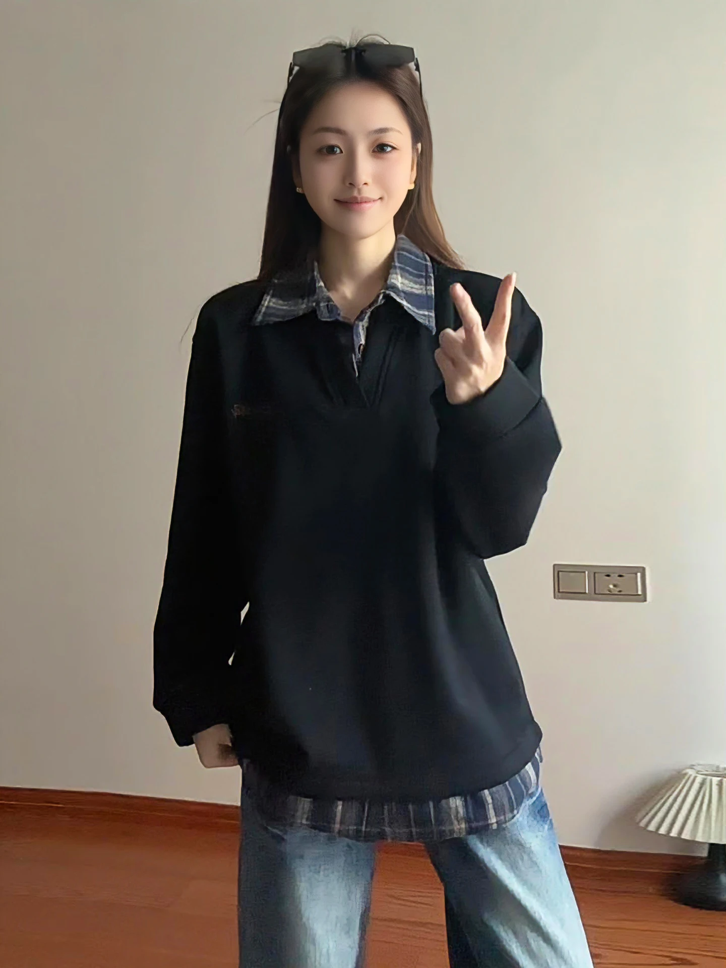 

Мужская зимняя комфортная футболка с длинным рукавом, в клетку, с флисовой подкладкой, из смесового хлопка и полиэстера, приталенного кроя