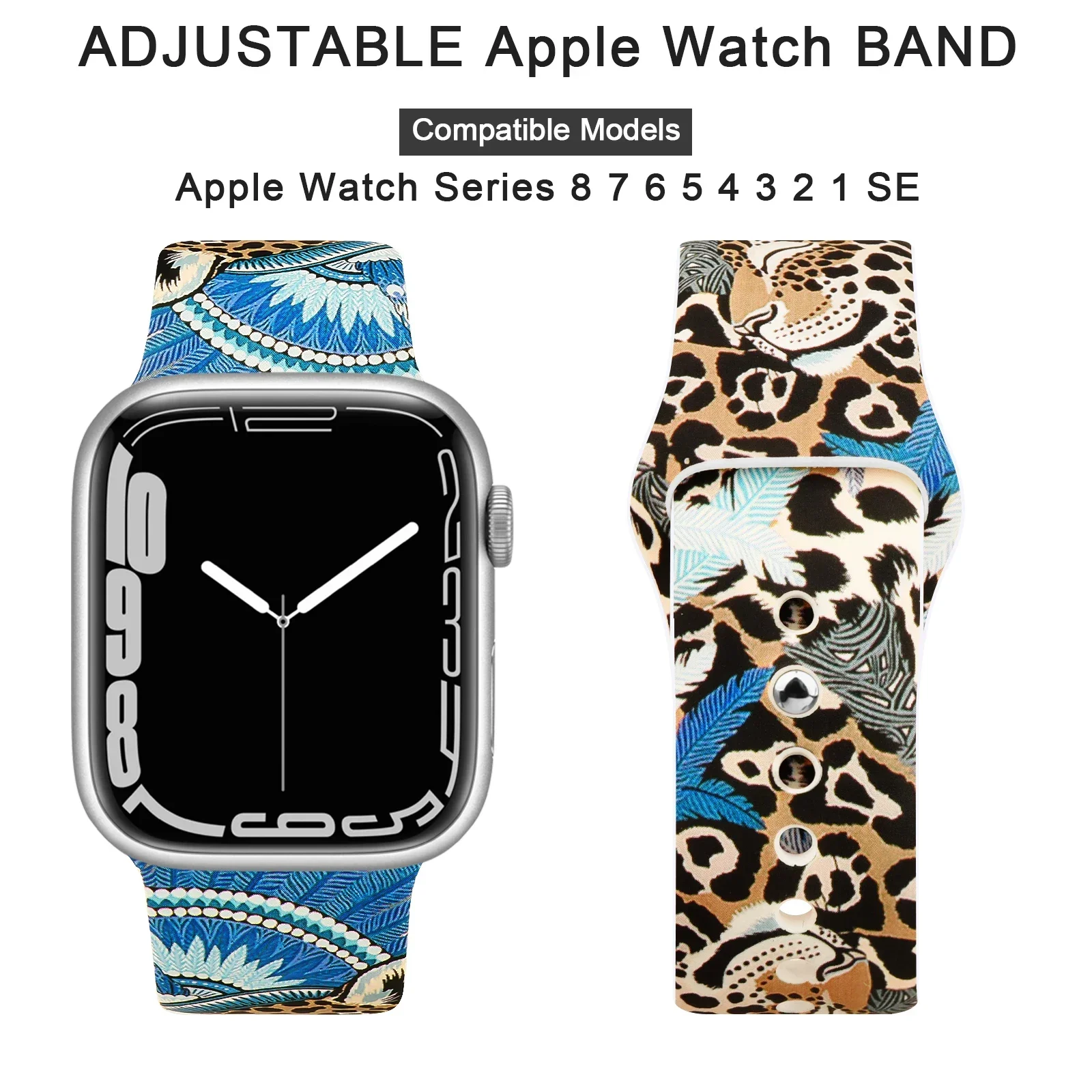 Bracelet Straps For Apple Watch Band 40MM 42MM 44MM 49MM 38MM 45MM 41MM 8 7 SE 6 5 4 Strap watchbands Animal Print Belt Silicone