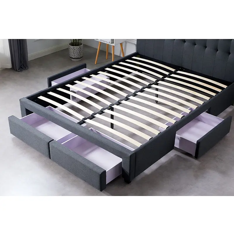 

Bedroom home furniture bed room set with head boards light double storage smart king size bed frame