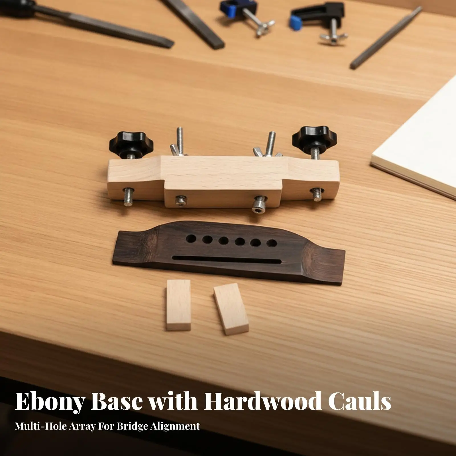 Guitar Luthier Bridge Clamp Wood Ebony Fixture Tool for Acoustic Electric Guitar Repair Replacement Installation Pressure
