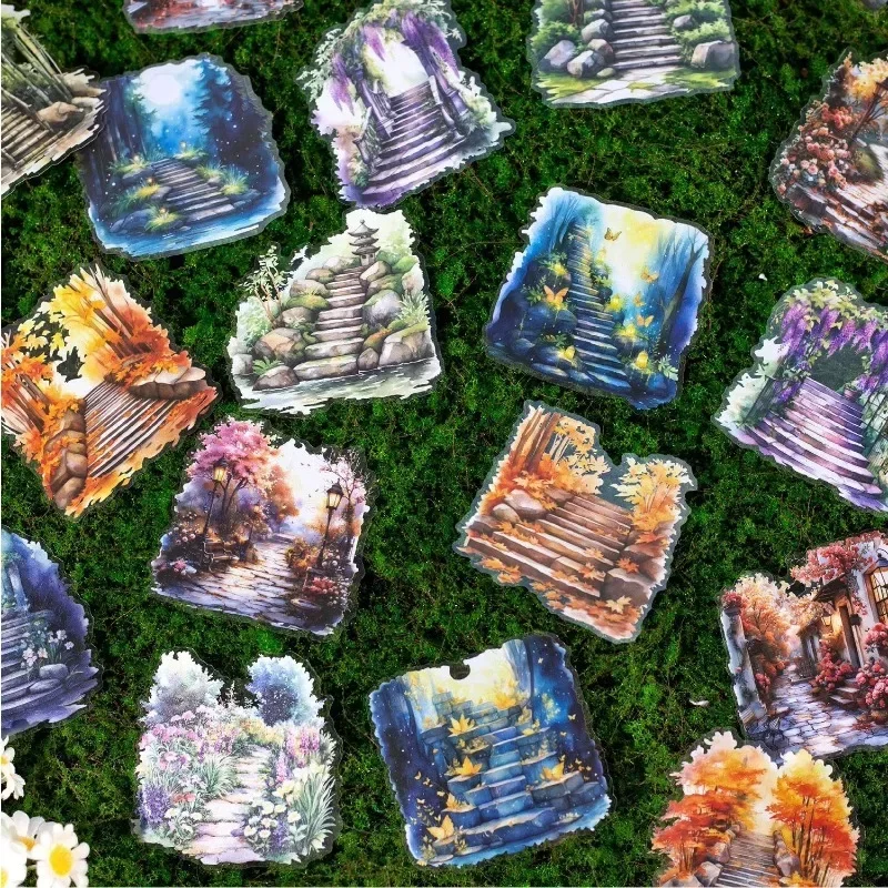 10pcs Supplies Trail Landscaping Package Material Decorative Nature Stickers Handbook DIY Scrapbook Cut 155*95mm