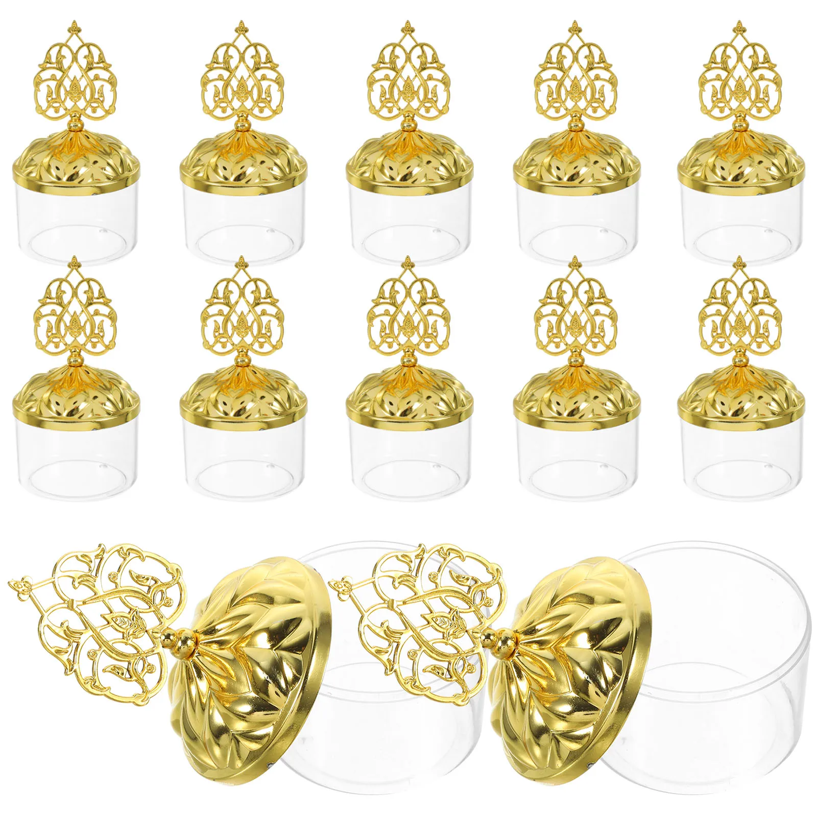 

12 Pcs Golden Candy Boxes Gifts Wedding Party Favor Containers Plastic Storage Display Jewelry Box Small Favor Box Candy