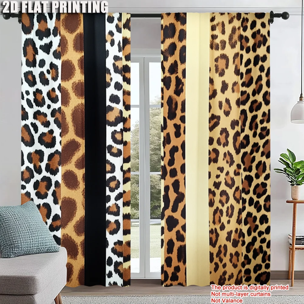 

2Pcs Wild Animals Printed Rod Pocket Curtains Window Treatment For Bedroom Living Room Kitchen Office Home Decor Polyester