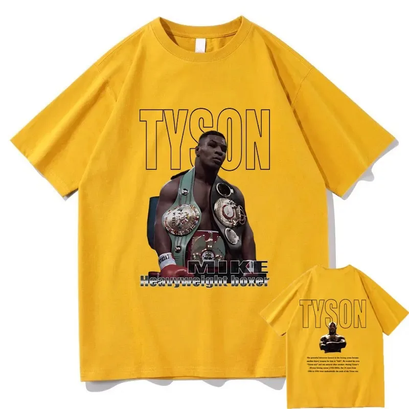 Boxing King Mike Tyson Double Sided Print T-shirt Men Women Casual Oversized O-collar T Shirts Male Fashion Streetwear Tshirt