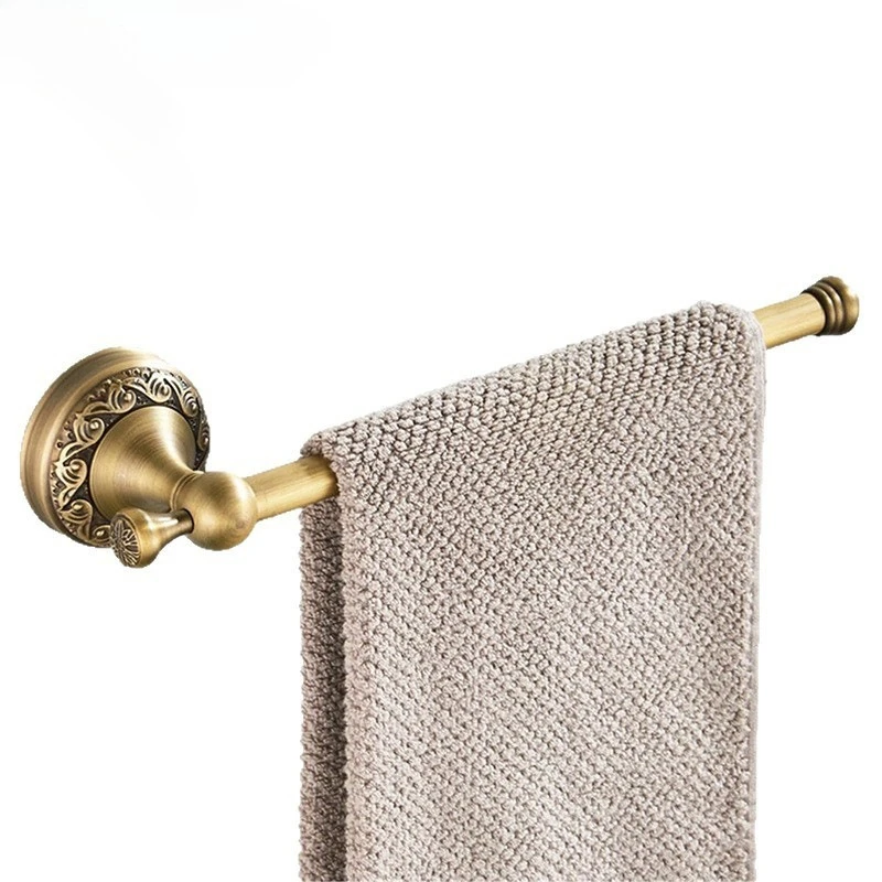 

2025 New 29cm Wall Mounted Towel Rack Bathroom Heavy Duty Towel Hanger Vintage Metal Embossed Single Towel Rod Hardware