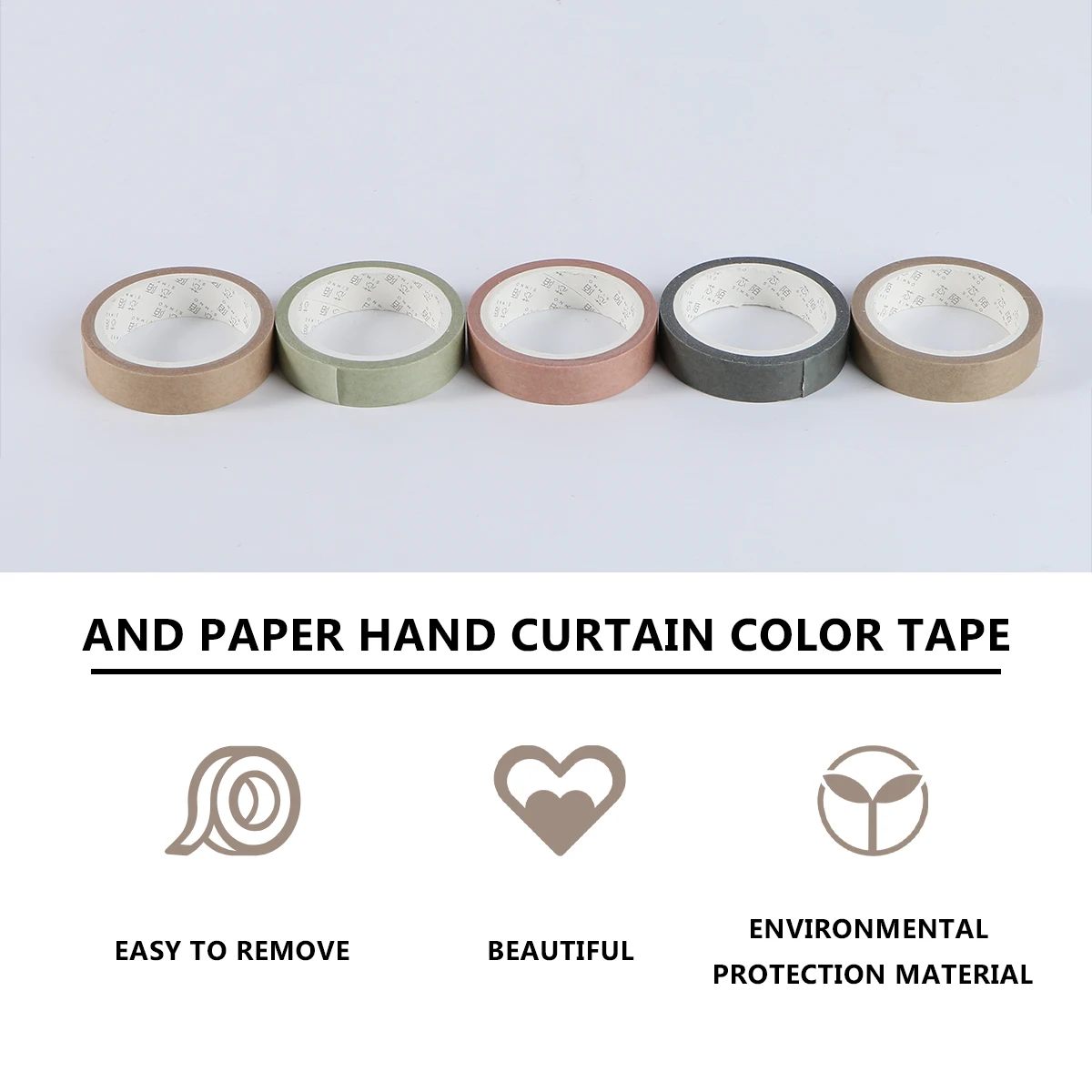 

5 PCS Colorful Colored Tape Aesthetic Journaling Supply Hand Account Retro Washi