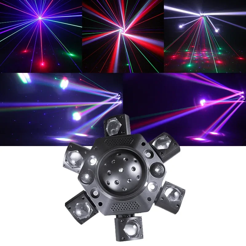 Matrix six-arm Little King Kong stage laser color atmosphere light, bar night KTV private room effect light