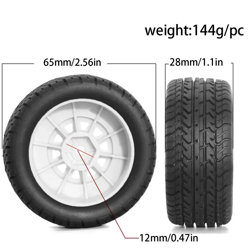 4pcs 65mm Rubber Tire Tyre 12mm Hex ARA550116 for Arrma 1/14 MOJAVE GROM RC Car Upgrade Parts Accessories