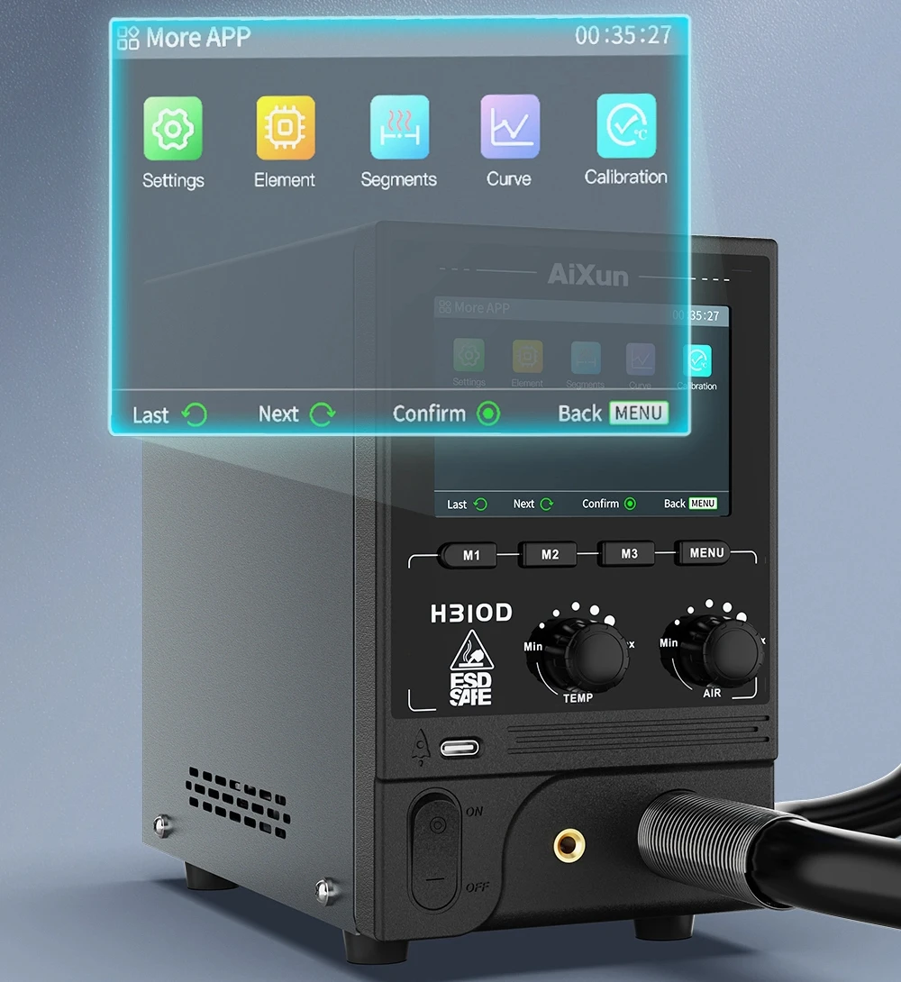 

Aixun H310D Rework Digital Display Hot Air Gun Desoldering Station 1000W for Phone PCB Soldering Repair Platform Tool