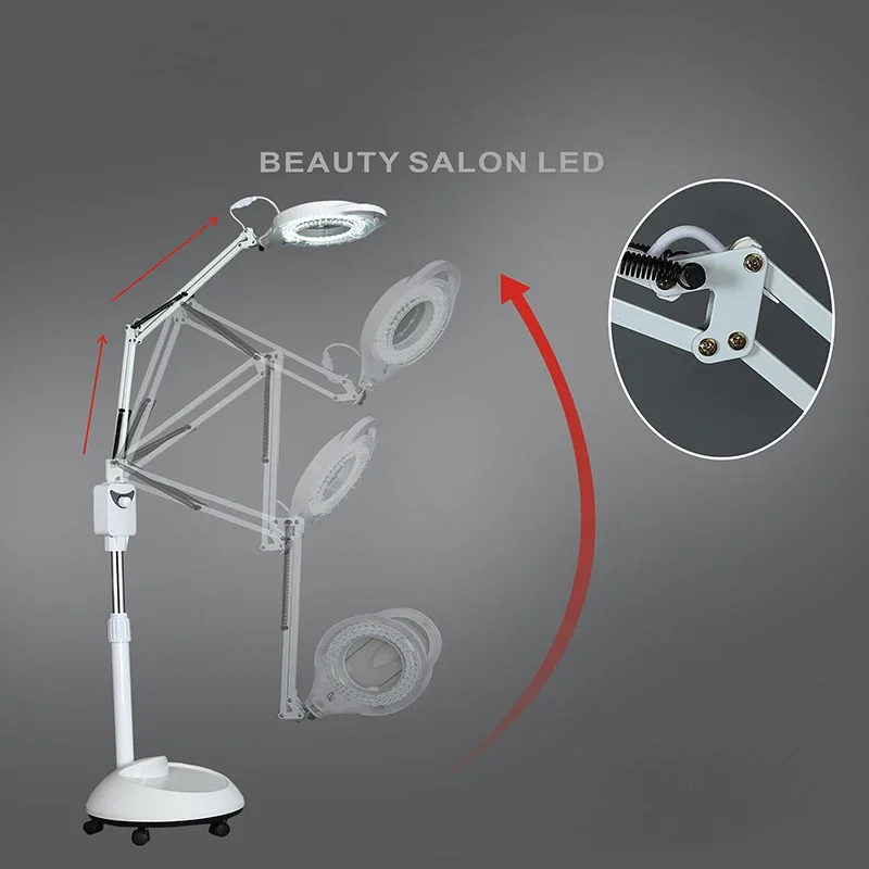 220V 3X Circline LED Lamp Magnifying Glass Cold Ligth Operation Floor Shadowless Lamp Magnifier for Beauty Salon Nail Tattoo