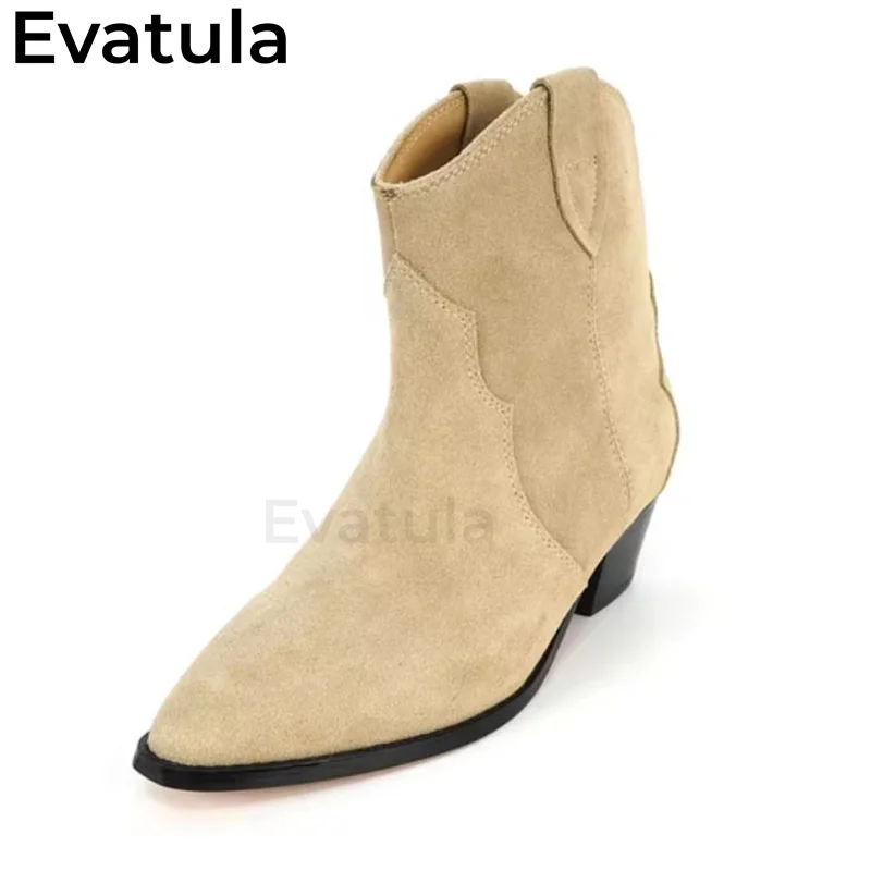 Botines de tacón grueso con punta puntiaguda para mujer, botas Chelsea de efecto antiguo, botas clásicas de caballero vaquero, gran oferta, Invierno
