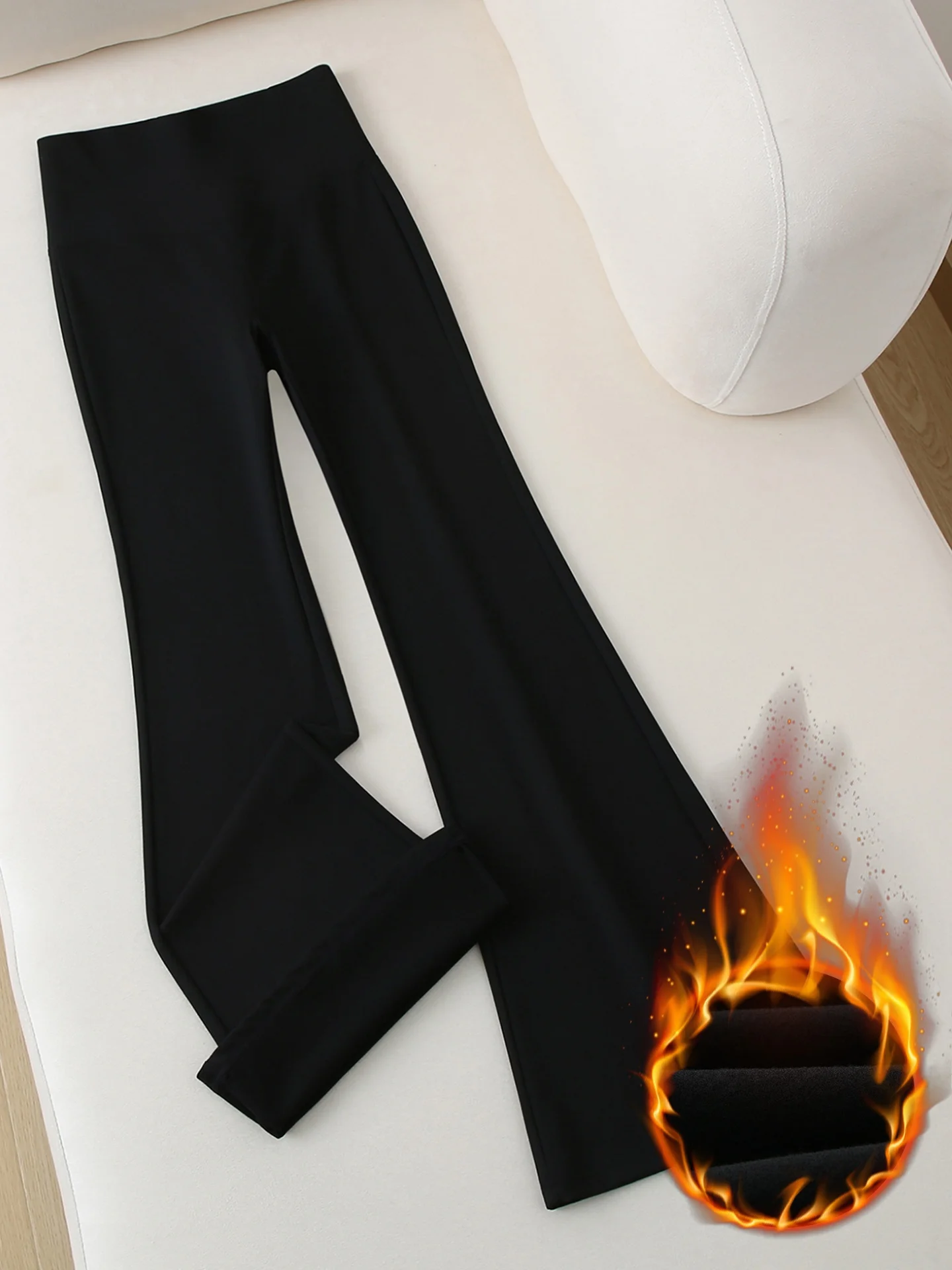 

High Waist Fce Lined Yoga Pants Women's Autumn Winter Fitn Dance Bell Bot Casual Pure Color Squeezing Leggings