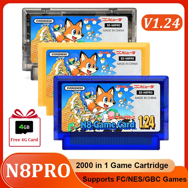 New ED-N8PRO 2000 in 1 FC NES Famicom Game Cartridge 8 Bit Flash Card with 4G TF Card for Original Family Console Accessories