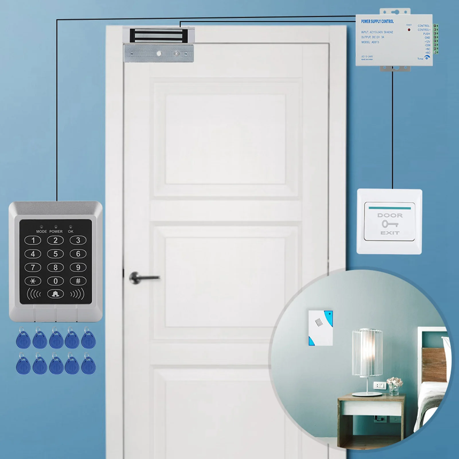 Serrure de porte magnétique électrique, carte de contrôle d'accès, mot de passe, Kit de système de sécurité de porte, système de verrouillage de porte magnétique