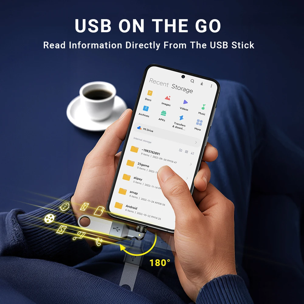 AUFU Magnetyczny adapter USB OTG 9-pinowy konwerter USB typu C na USB żeński do iPhone'a Macbook Samsung S22 Xiaomi USBC OTG Connector — zdjęcie produktu 4