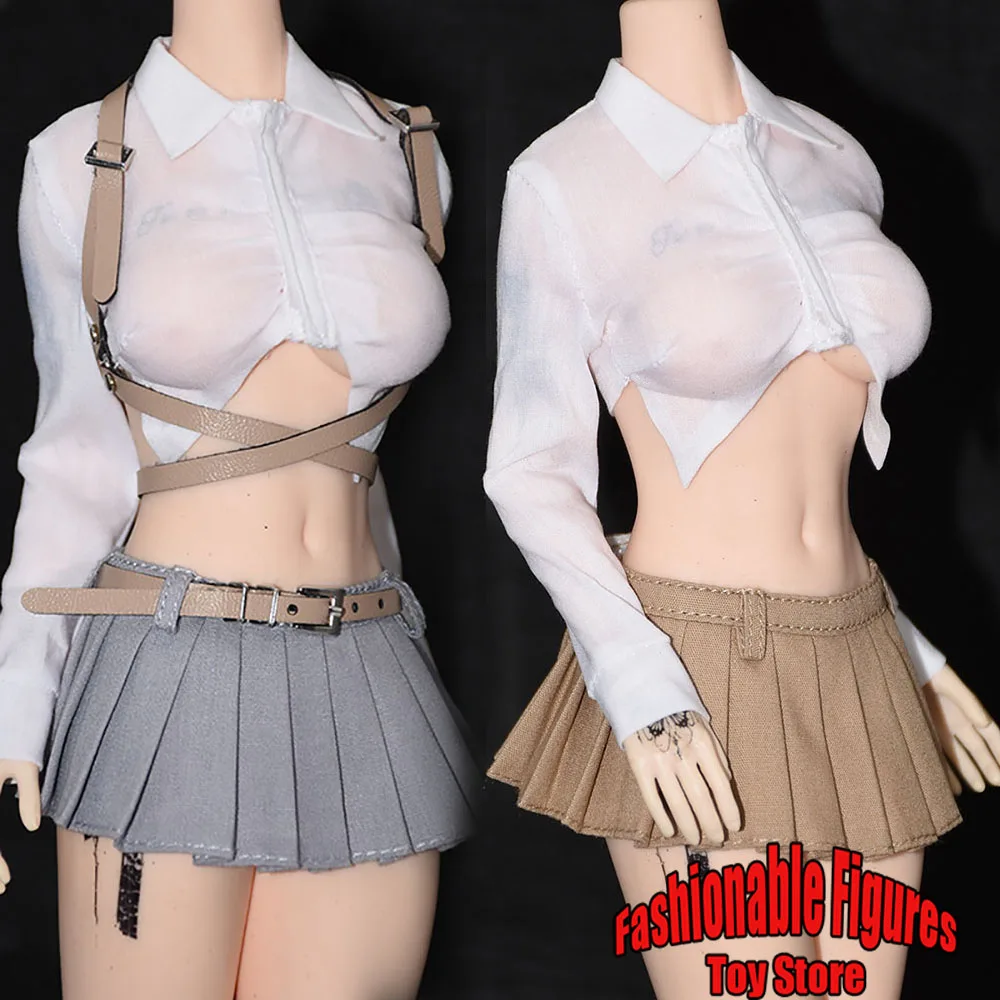 1/6 Women's Dolls White Shirt Cute Mini Pleated Skirt Low Waist Super Short Hot Girls Skirts For 12