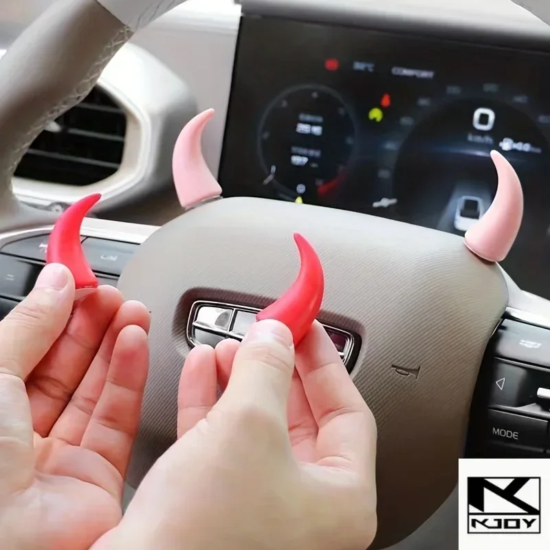 kkjoy 2Pcs Car Mini Devil Corner Ornament Cute Decor Stickers fit steering wheel dashboard air vent