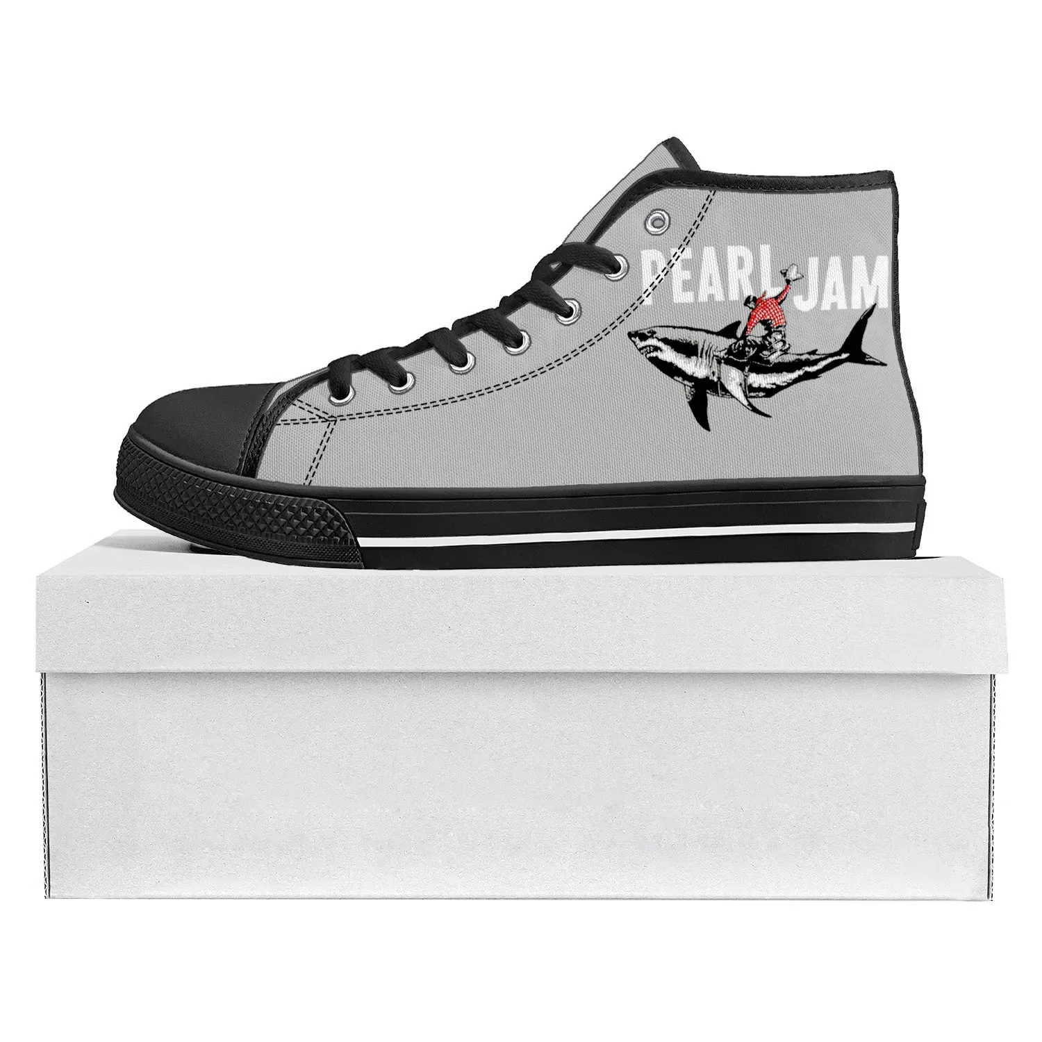 

Pearl Jam Rock Band High Top High Quality Sneakers Mens Womens Teenager Canvas Sneaker Casual Couple Shoes Custom Shoe Black