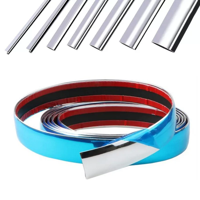 5Meters Exterior Car Chrome Body Strip Bumper Auto Door Protective Moulding Styling Trim Sticker 6MM 10MM 20MM Car Accessories