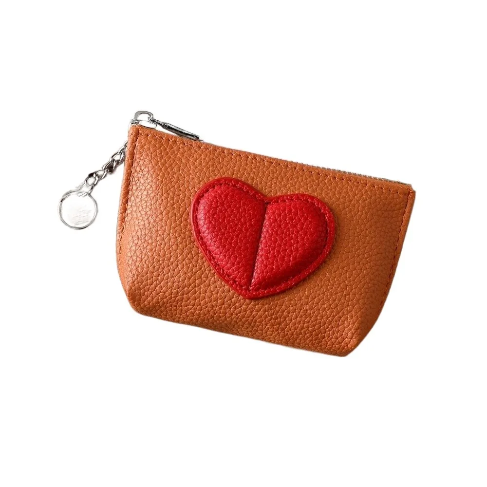 

Mini Love Heart Coin Purse PU Leather Korean Version Key Wallet Keychain Multifunction Jewelry Storage Bag Jewelry Storage