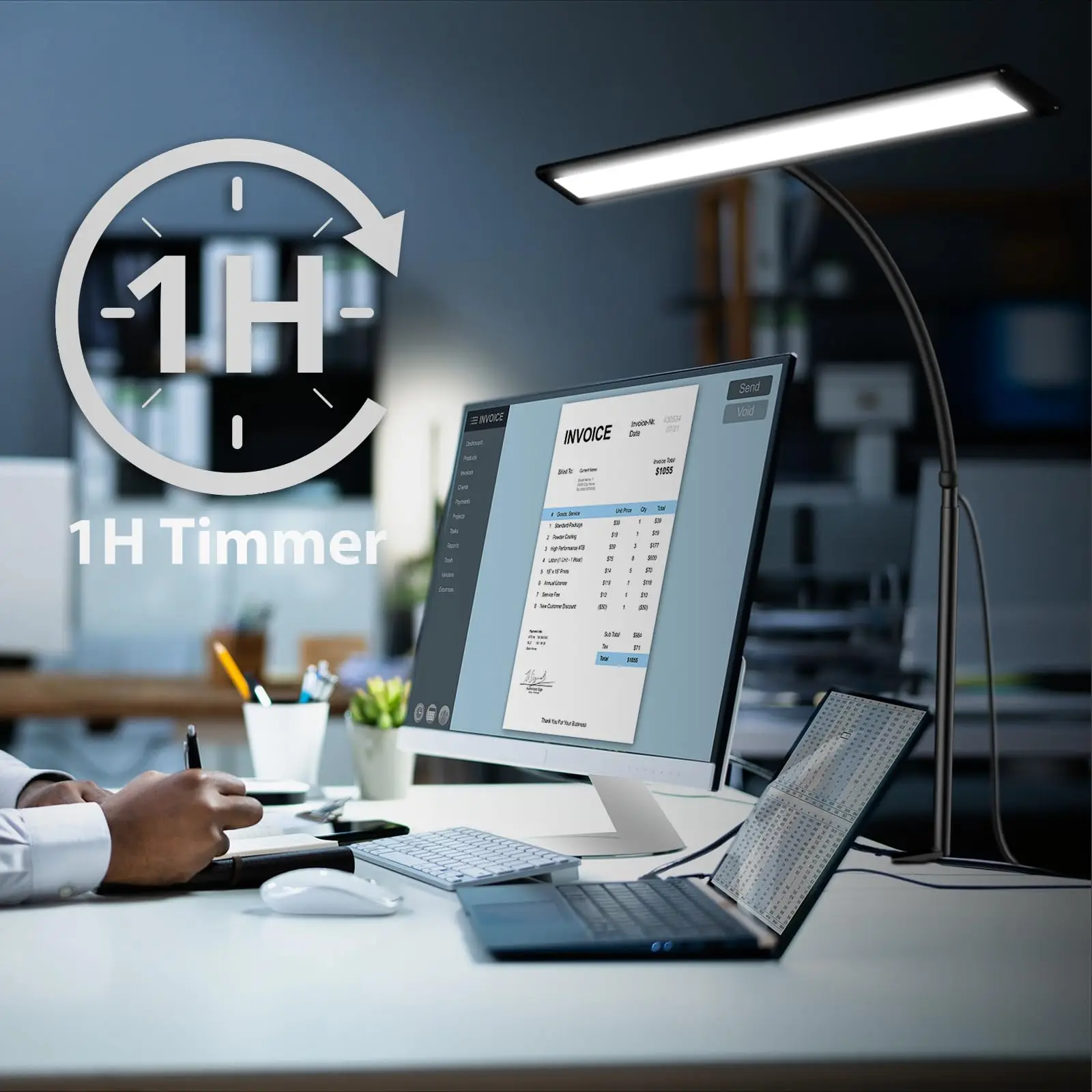 Gooseneck USB Clip On Night Reading Light with 3 Colors and 10 Levels Adjustable with 160 LED Beads USB Dimmable Light Lamp