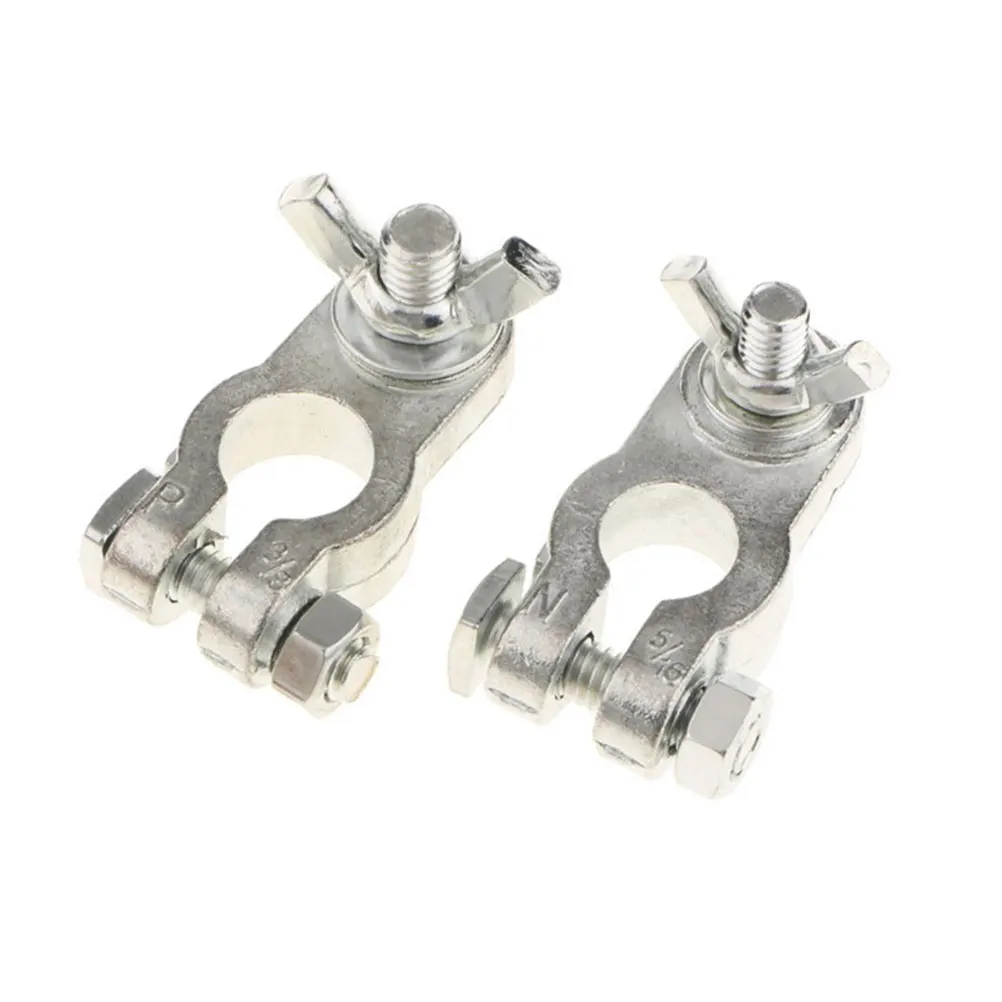 

1 Pair Durable Car Terminal Clamp Brass Connector Corrosion Resistant Auto Replacement For Truck Portable Lightweight